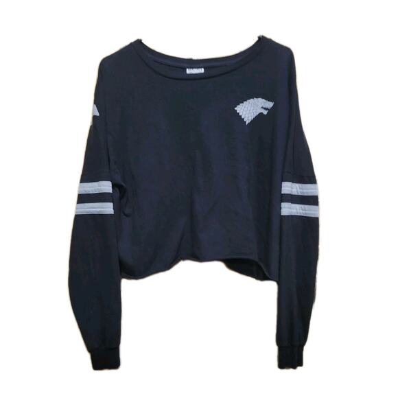 Game Of Thrones Winterfell Cropped Shirt Long Sleeve Womens Medium Double Sided - Picture 2 of 8